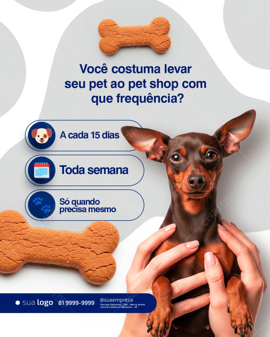 Flyer Pet Shop Frequência Visitas com Cachorro PSD Editável