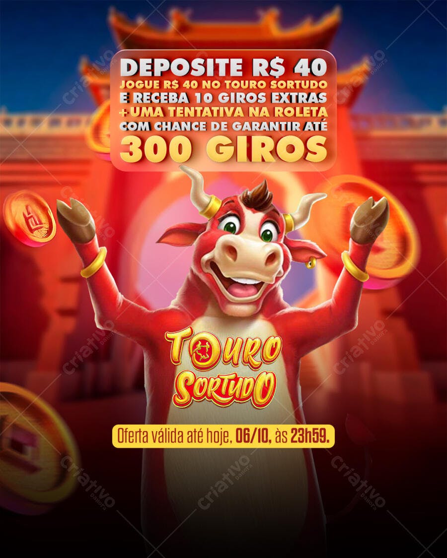 Flyer Promoção Jogo Touro Sortudo Psd Editável