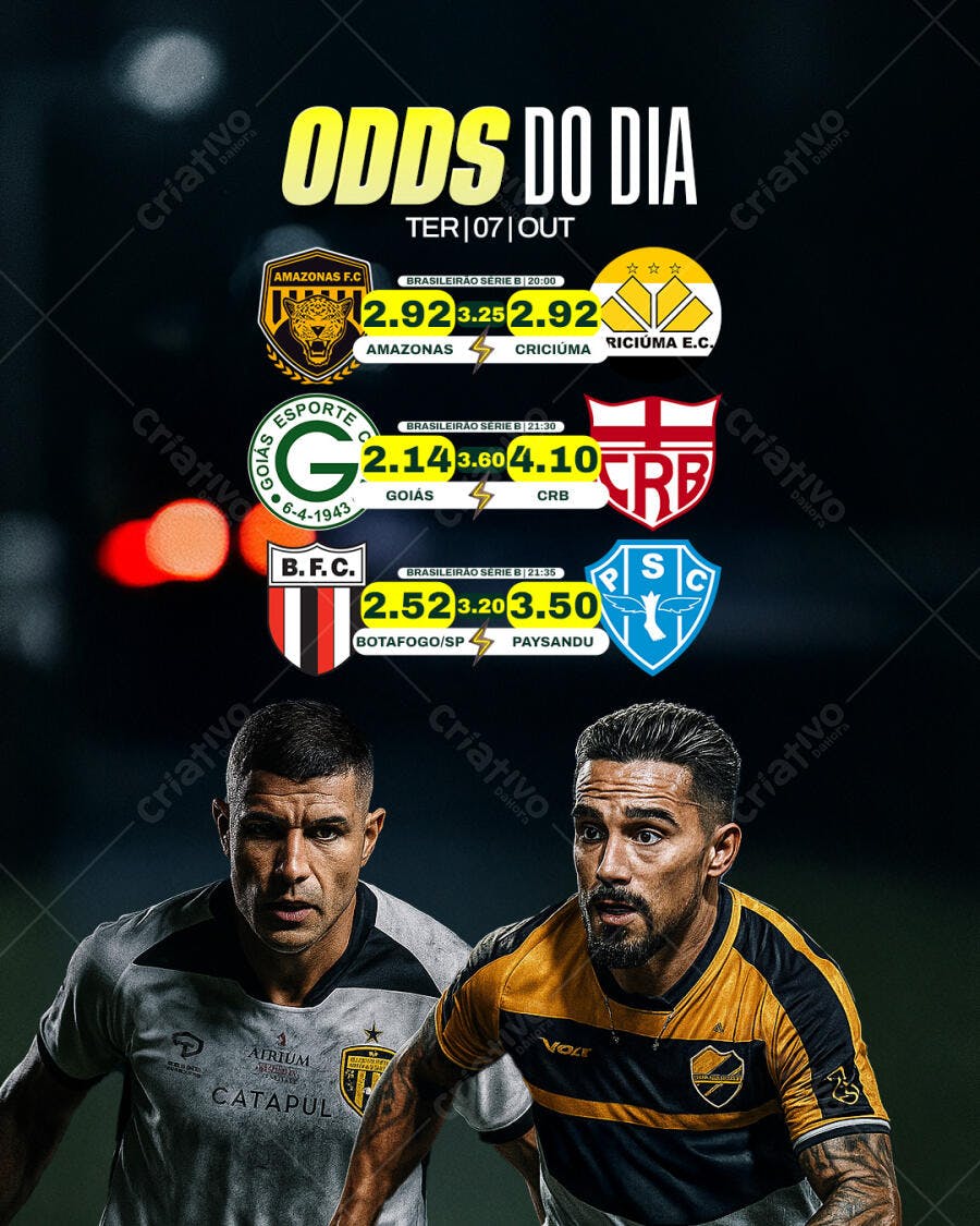 Flyer de Futebol Odds do Dia Brasileirão Série B PSD Editável