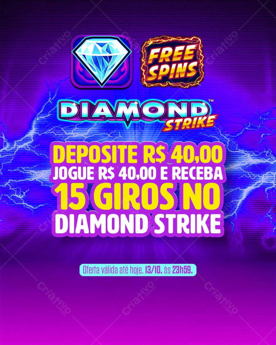 Flyer para Promoção Giros Grátis Diamond Strike Psd Editável