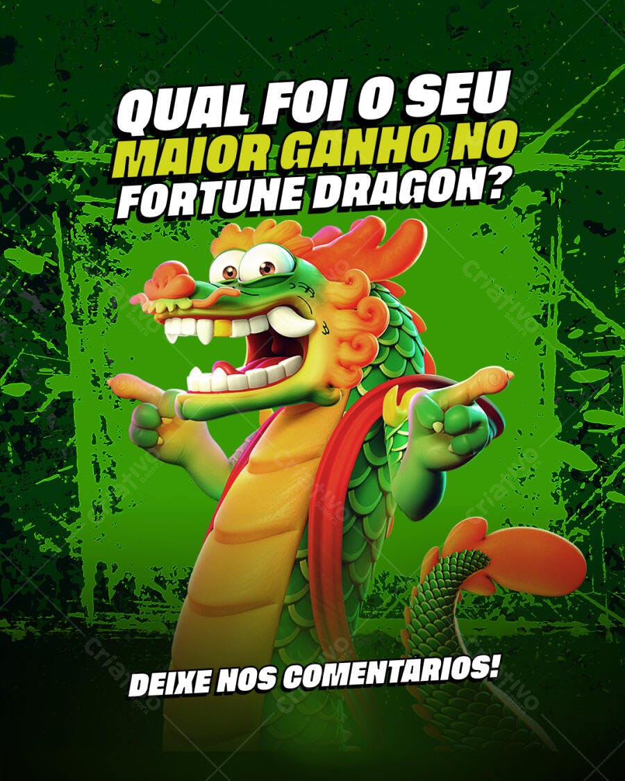 Post de Engajamento Jogo Fortune Dragon Psd Editável