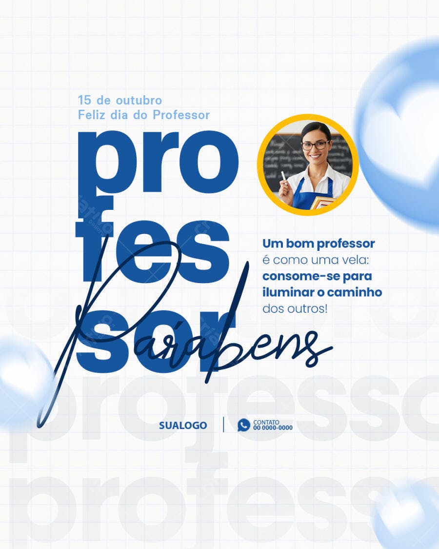 Flyer Dia do Professor com Mensagem PSD Editável