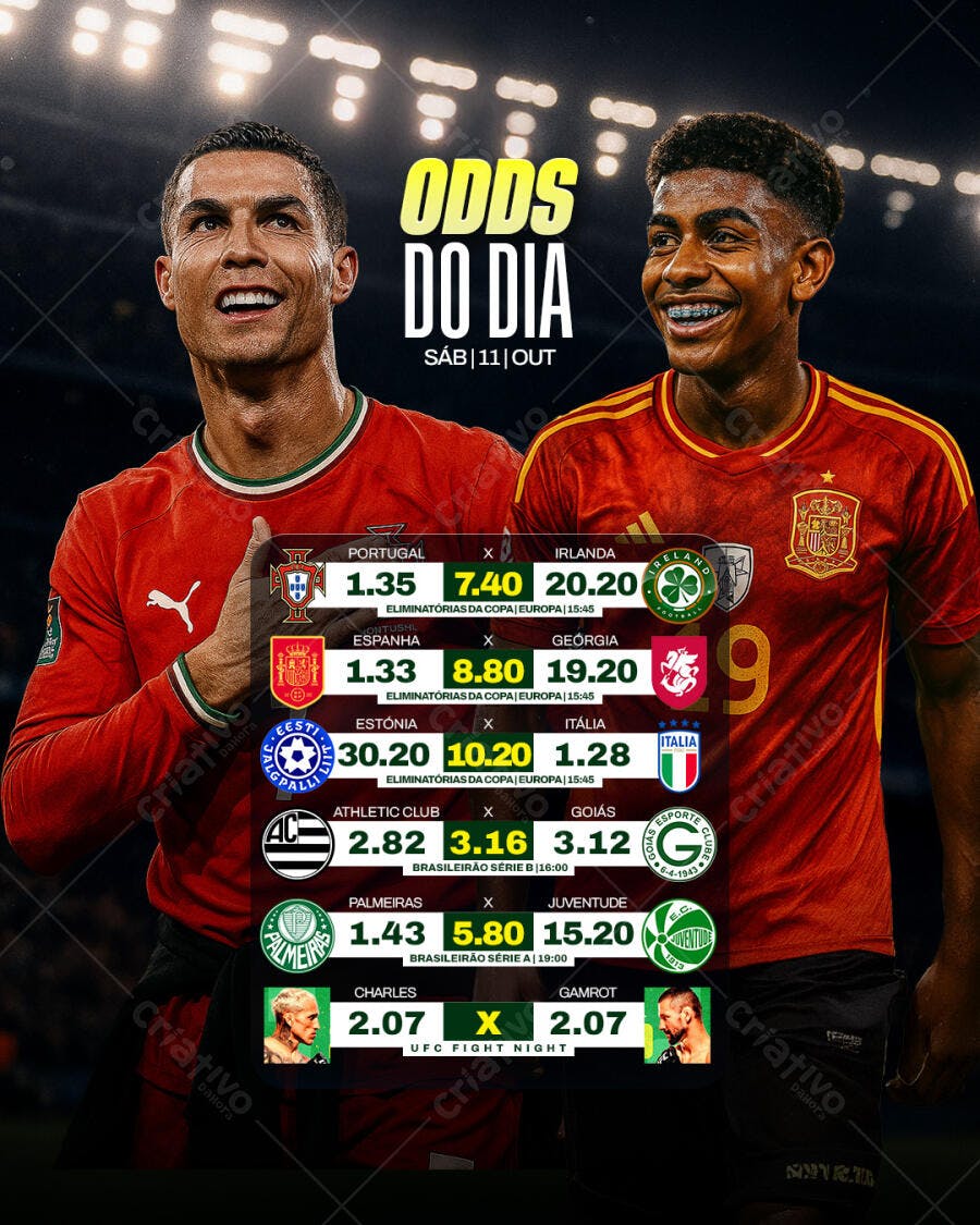 Flyer Odds do Dia Futebol Apostas Esportivas PSD Editável
