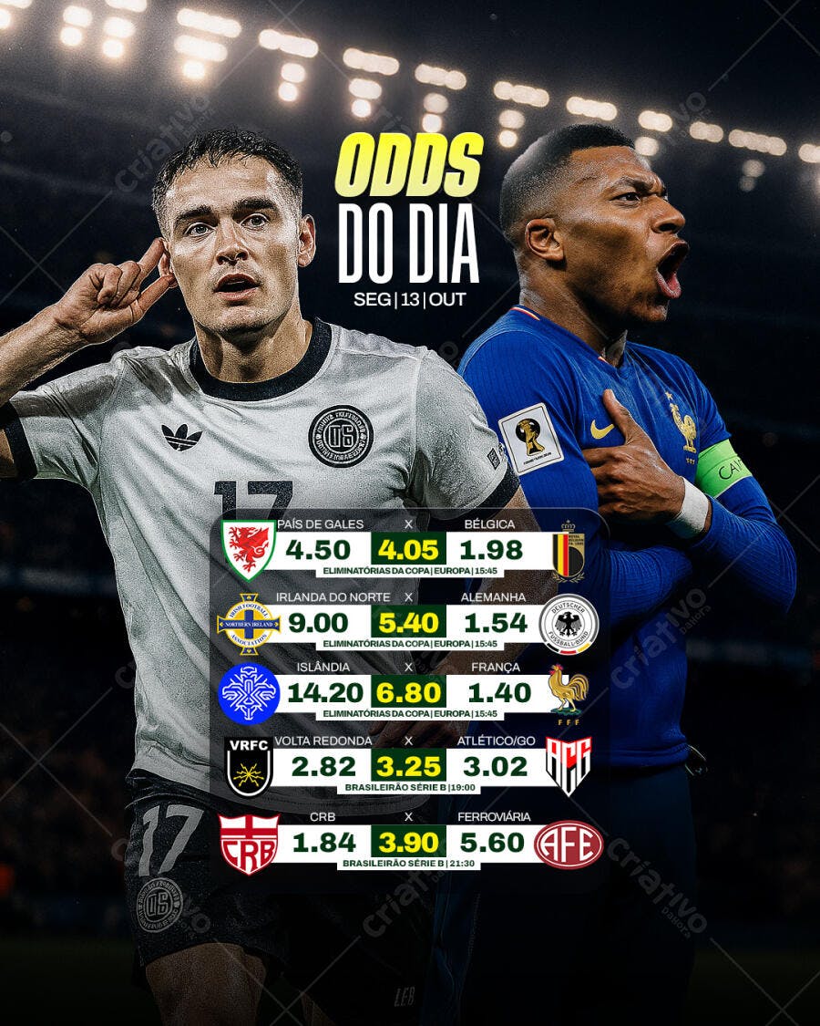 Flyer Odds do Dia Futebol PSD Editável