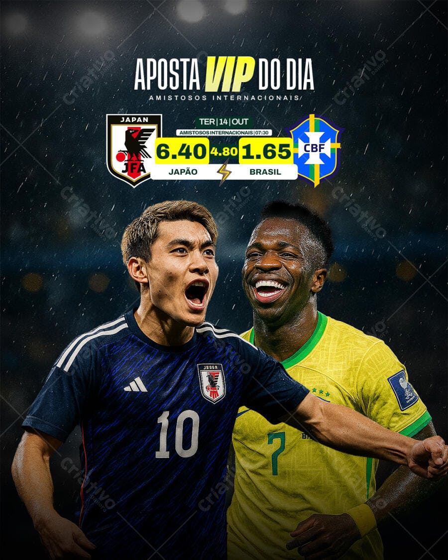 Flyer de Futebol para Amistoso Japão Brasil Psd Editável