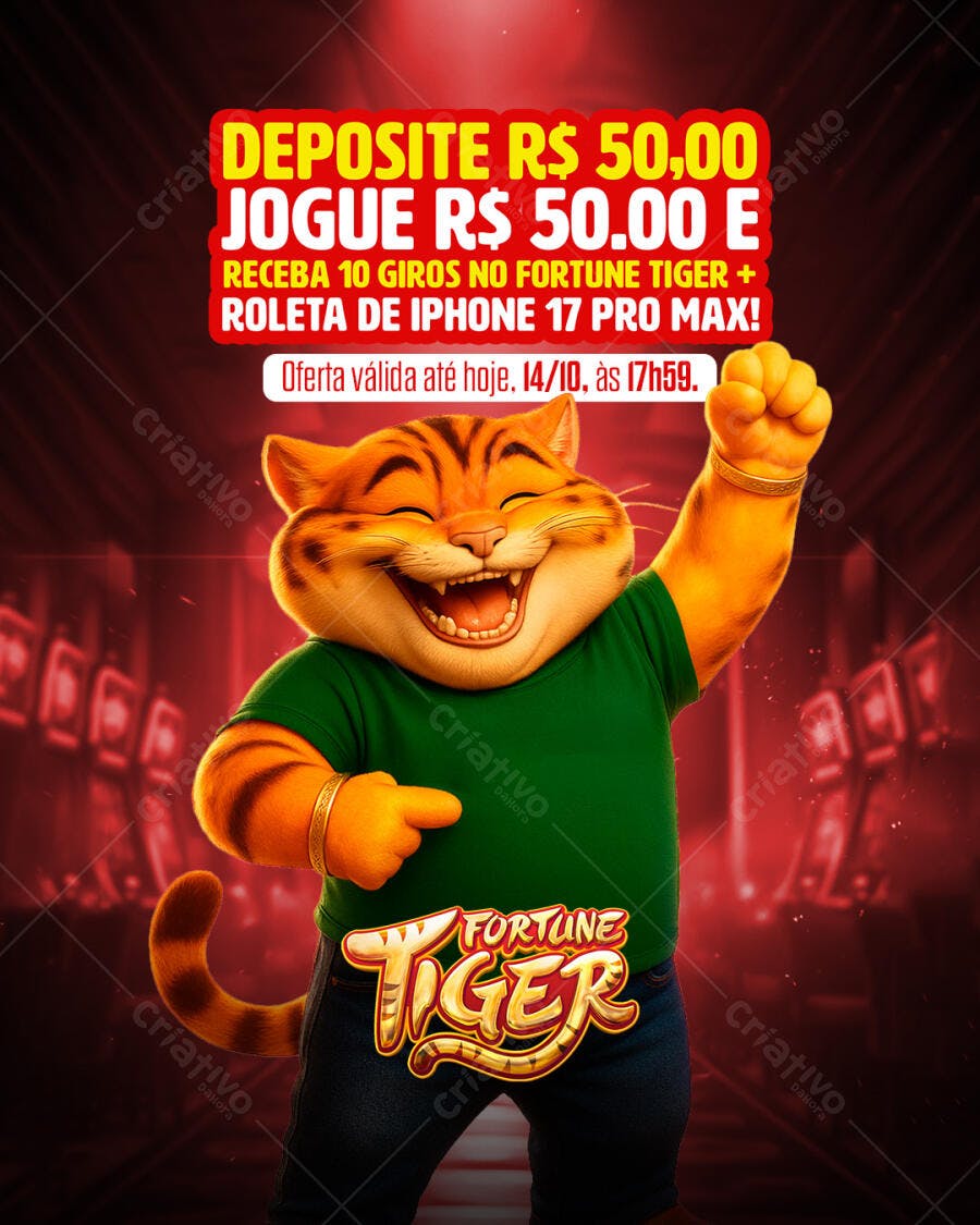 Post Redes Sociais para Promoção Fortune Tiger PSD Editável