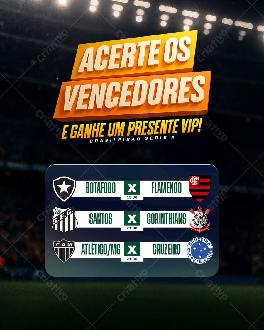 Flyer para Jogo Acertar Vencedores Brasileirão PSD Editável