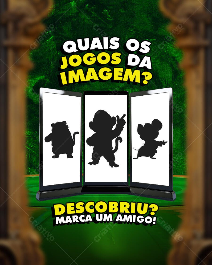 Flyer Quiz de Personagens de Jogos Psd Editável