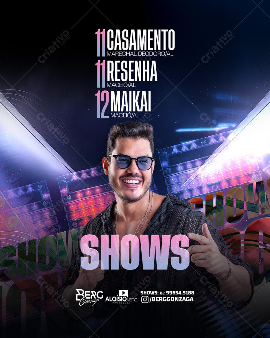 Flyer para Agenda de Shows e Eventos de Música PSD Editável