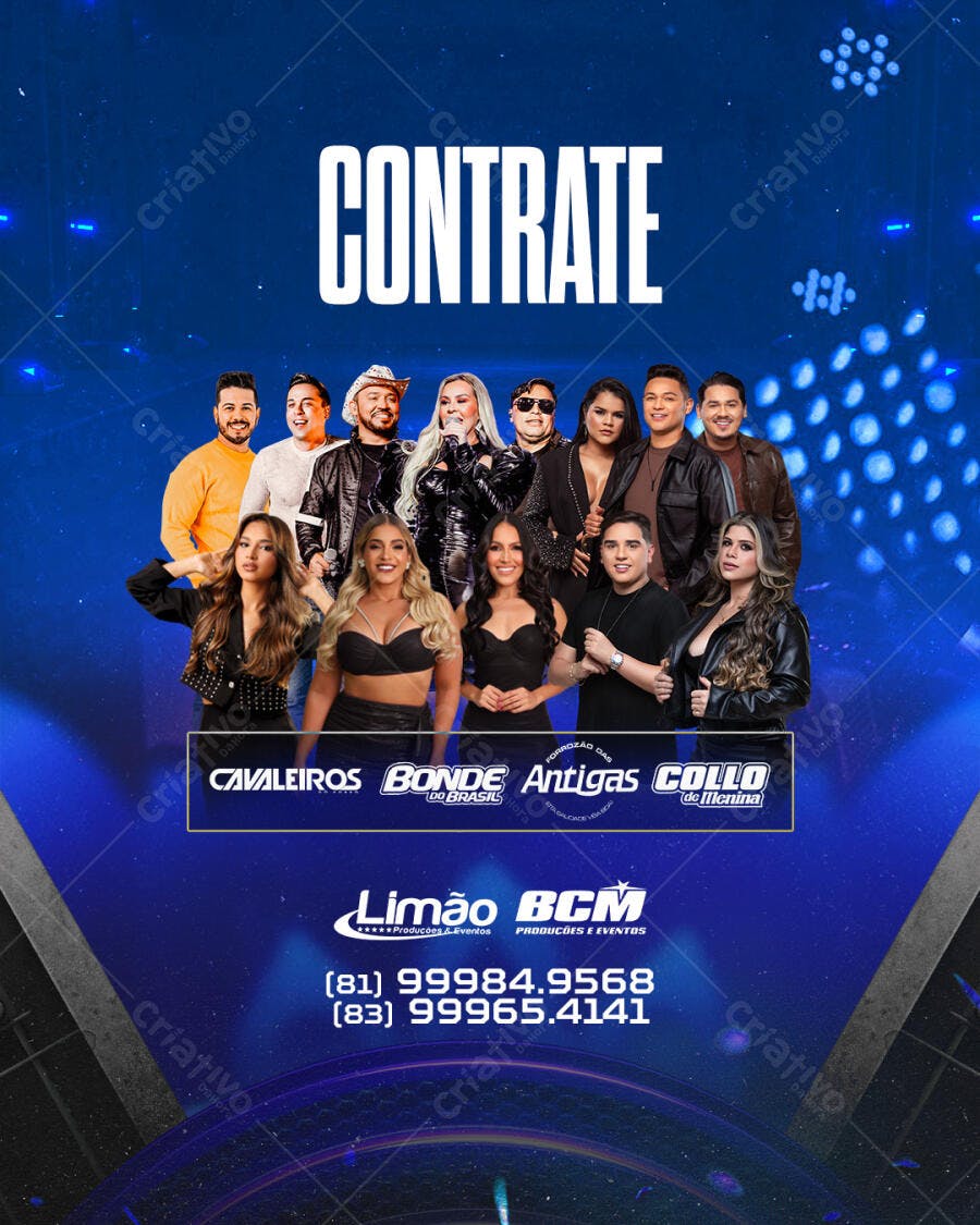 Flyer Contrate Bandas Forró Sertanejo Limão BCM PSD Editável