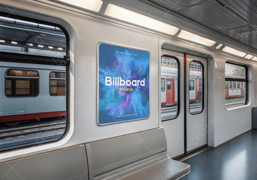 Mockup Realista de Outdoor Interno em Metrô Moderno e Urbano
