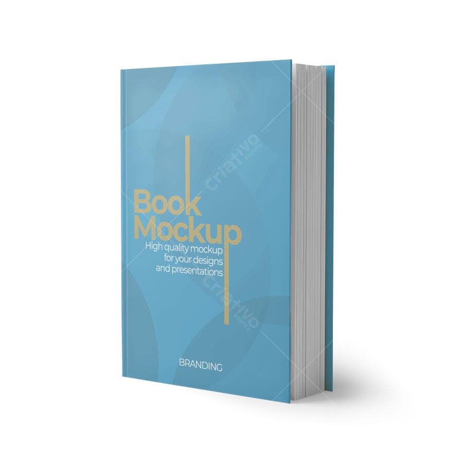 Mockup de Livro Capa Dura Azul em Perspectiva Minimalista
