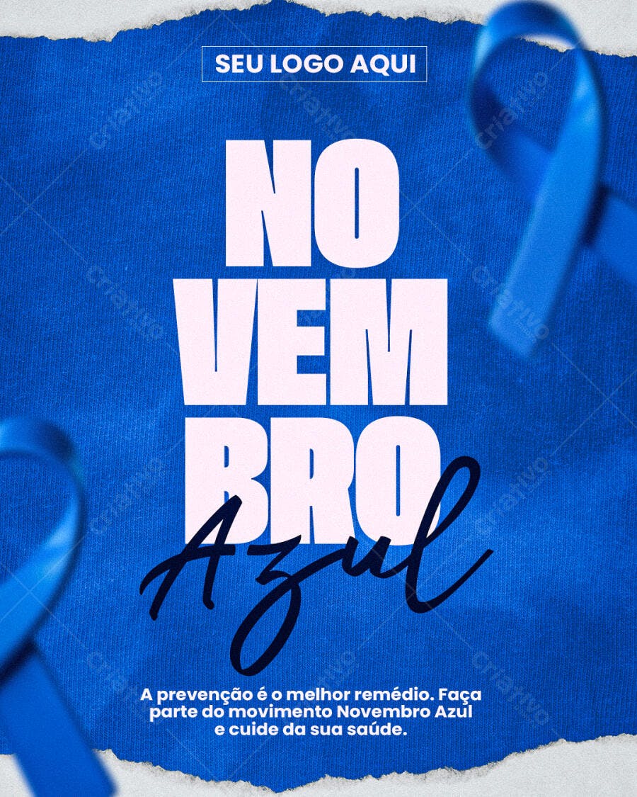 Flyer Novembro Azul Conscientização Câncer de Próstata PSD Editável
