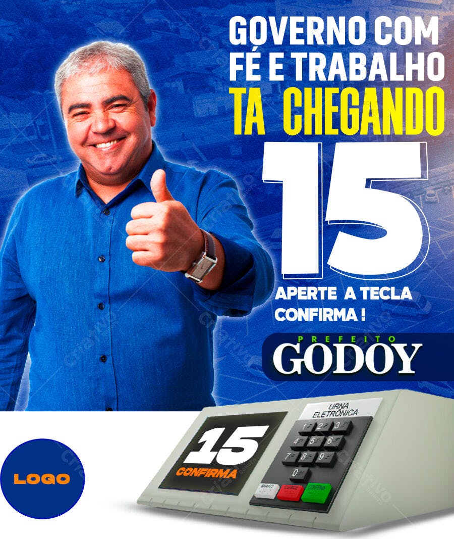 Flyer Campanha Eleitoral Godoy 15 Voto Cidadão PSD Editável