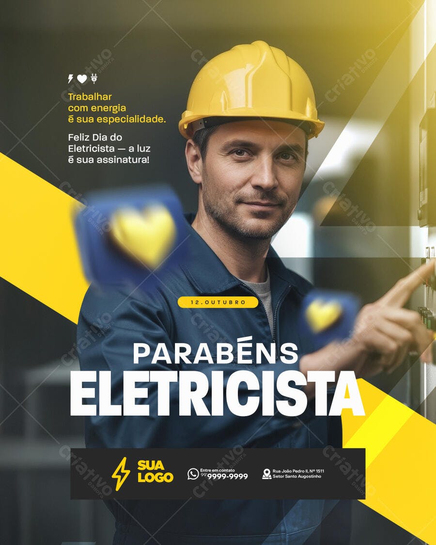 Flyer Dia do Eletricista PSD Editável