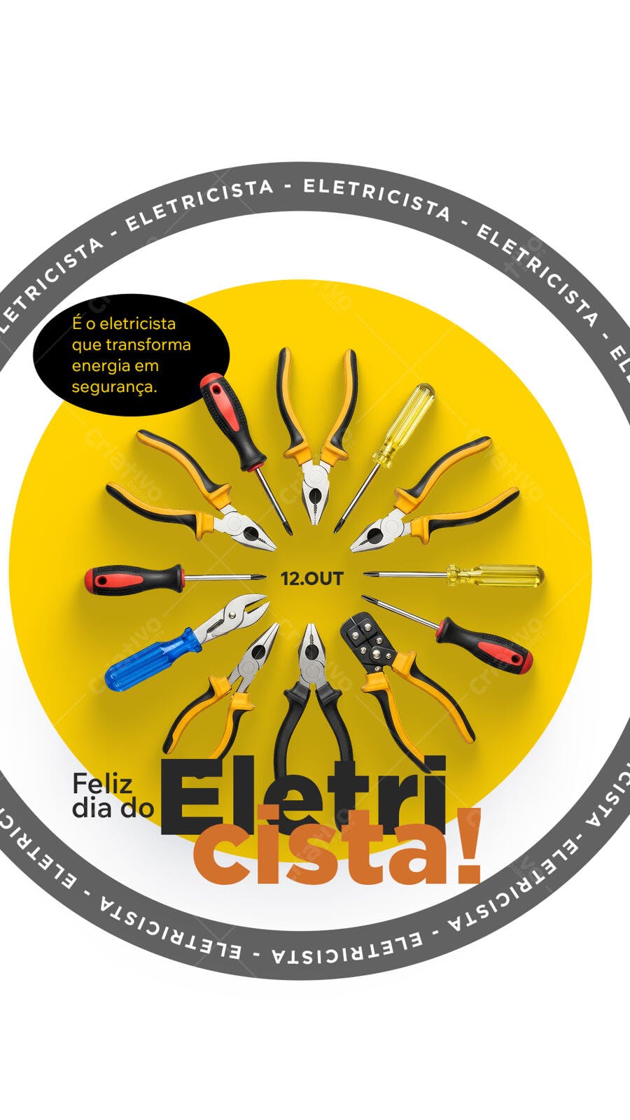 Flyer Dia do Eletricista 12 Outubro PSD Editável