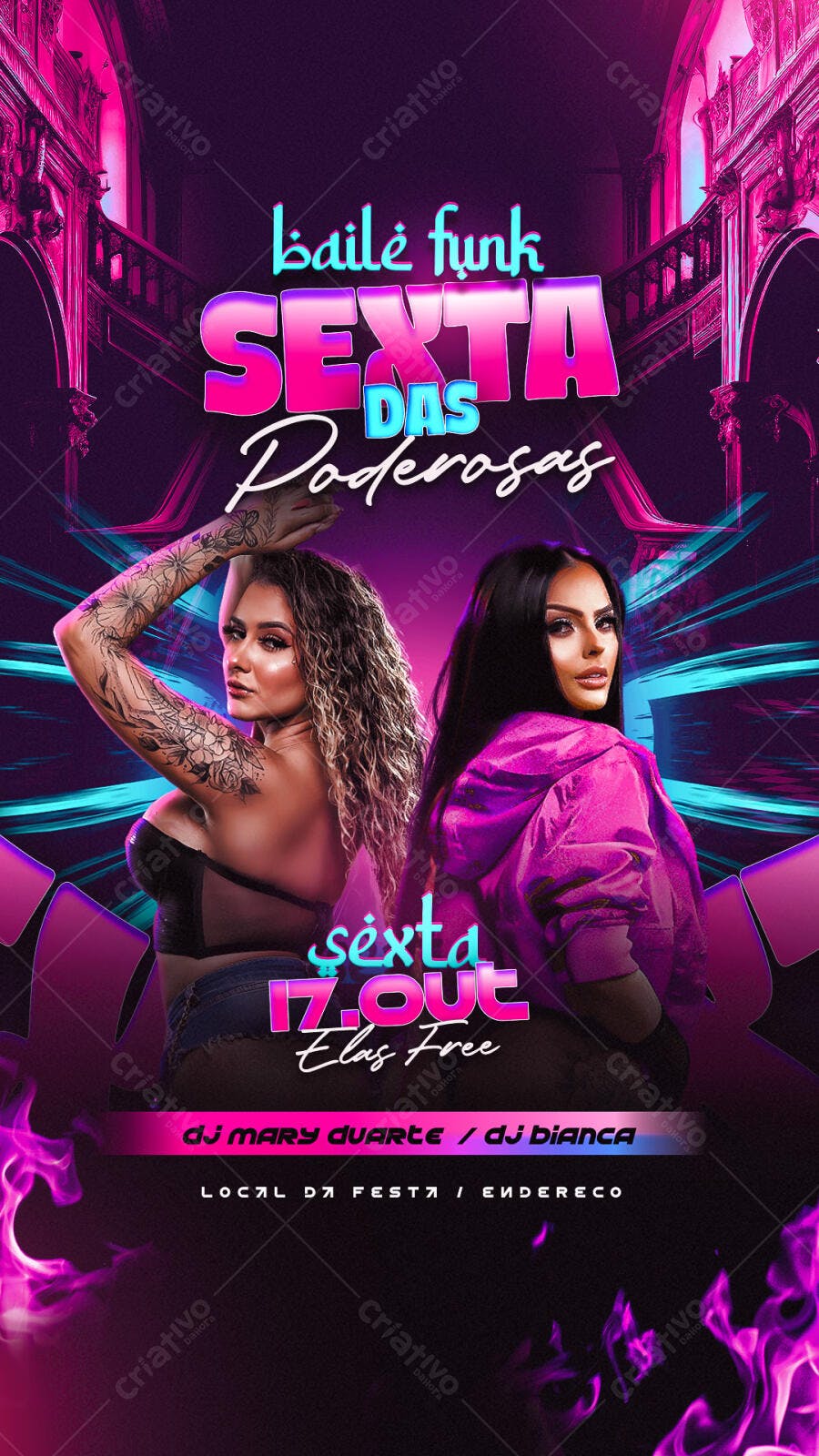 Flyer Baile Funk Sexta das Poderosas PSD Editável