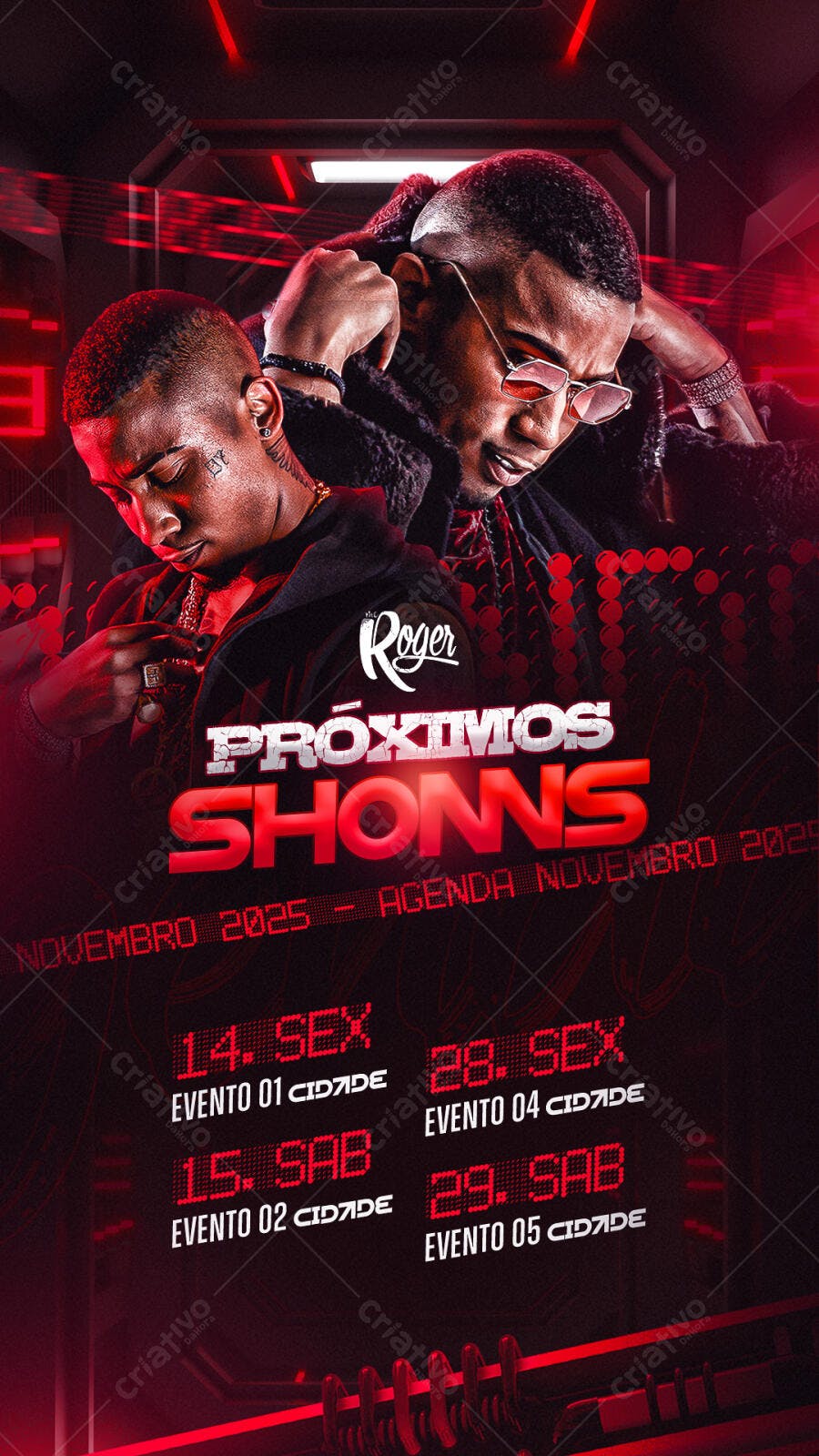 Flyer para Próximos Shonns Roger Música Urbana PSD Editável