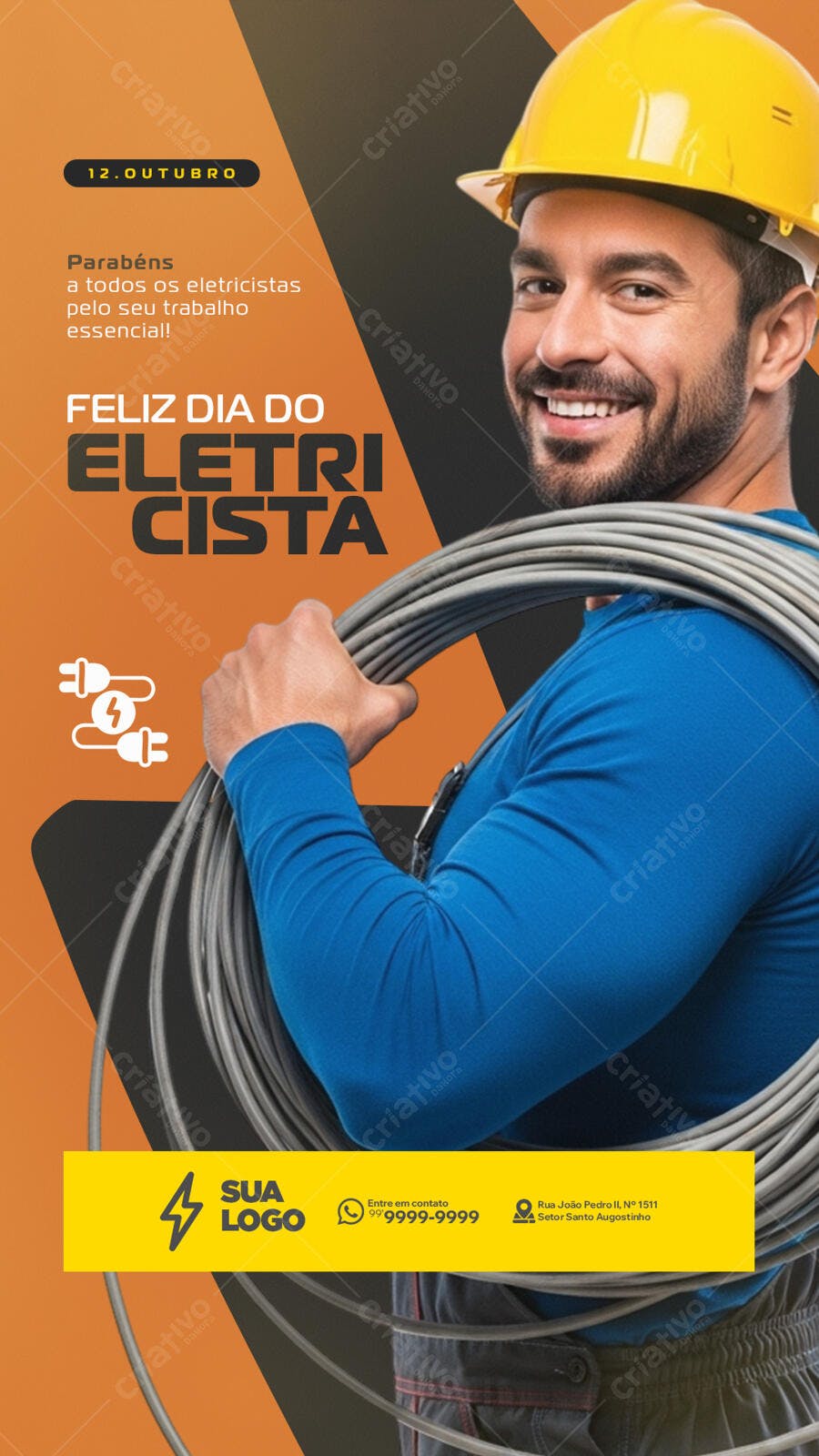 Flyer Dia do Eletricista Profissional PSD Editável