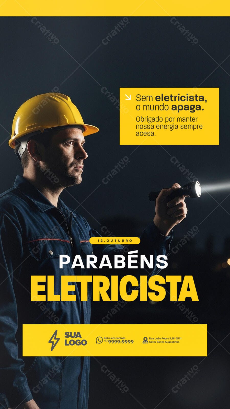 Flyer para Dia do Eletricista PSD Editável