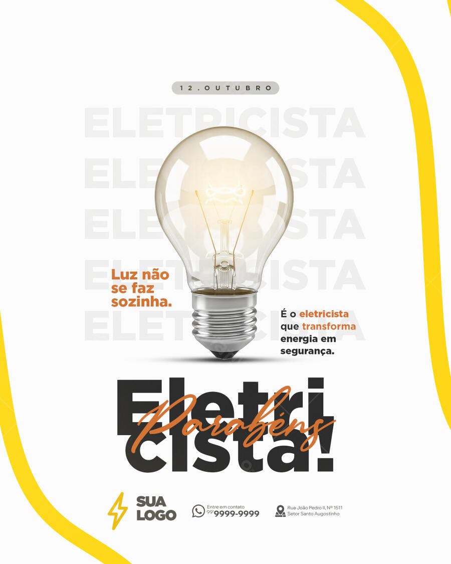Flyer Dia do Eletricista PSD Editável