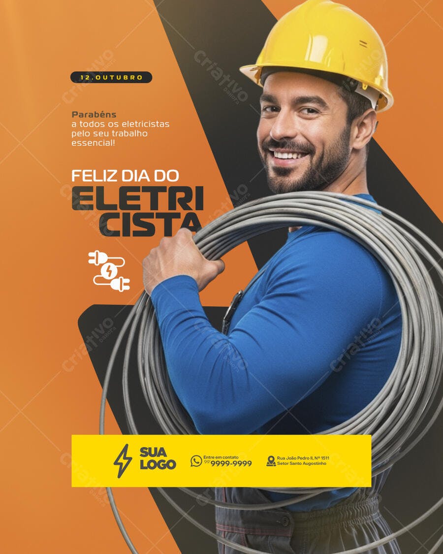 Flyer para Dia do Eletricista PSD Editável