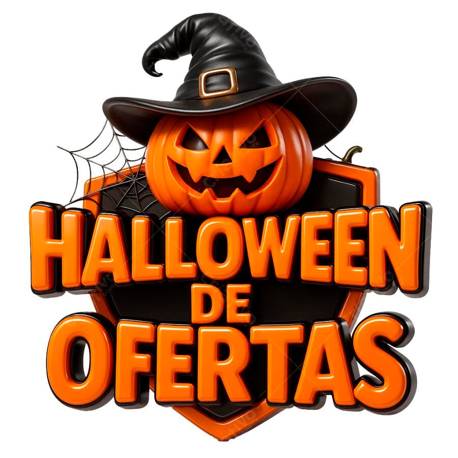 Selo Promocional Halloween de Ofertas Abóbora Bruxa PNG com fundo transparente