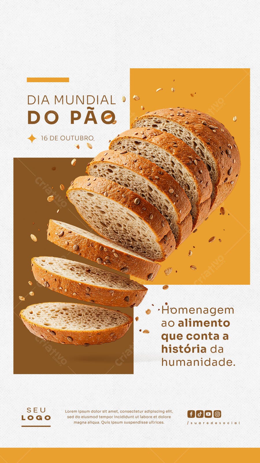 Flyer para Dia Mundial do Pão PSD Editável