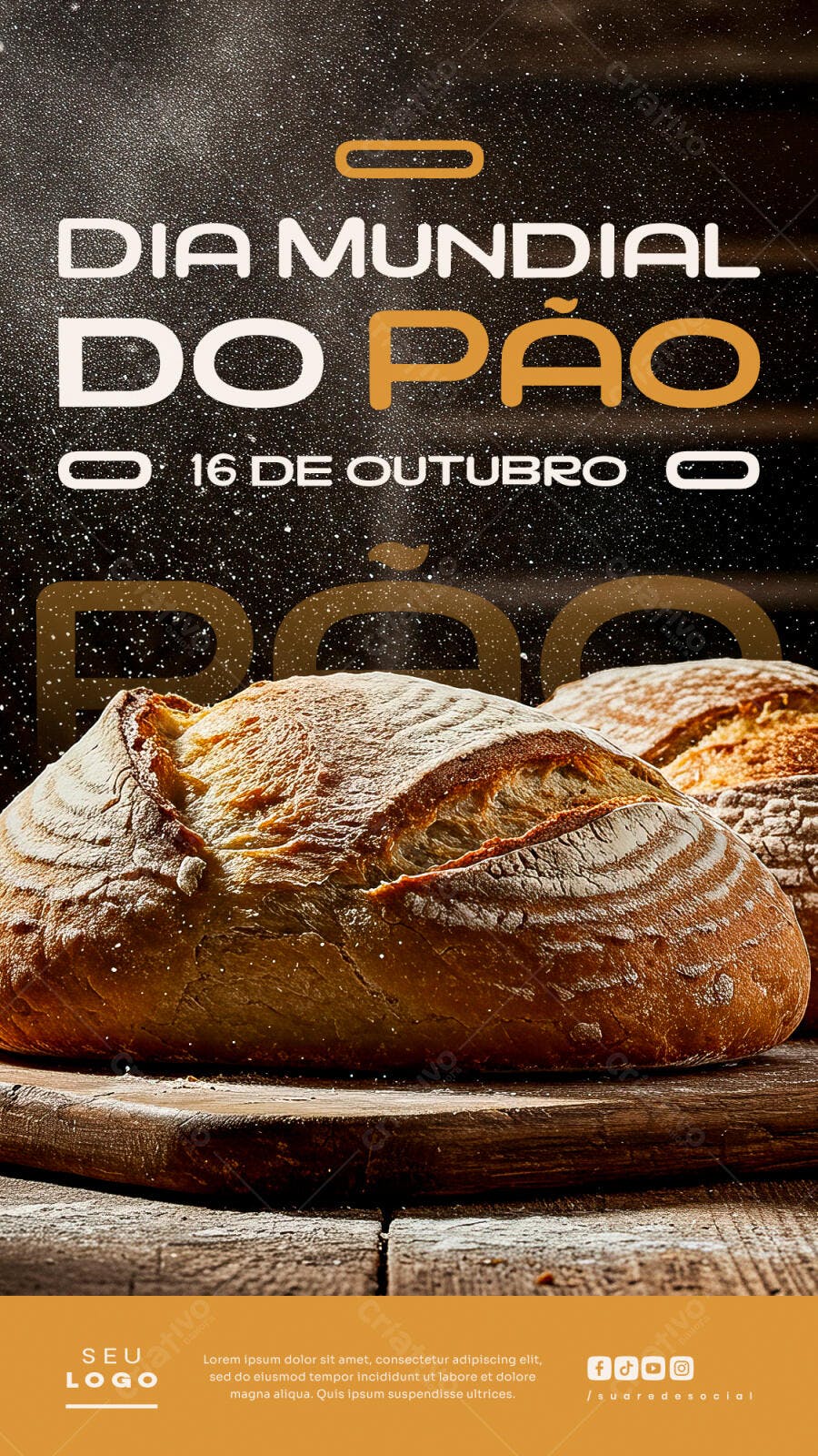 Flyer Dia Mundial do Pão 16 de Outubro PSD Editável