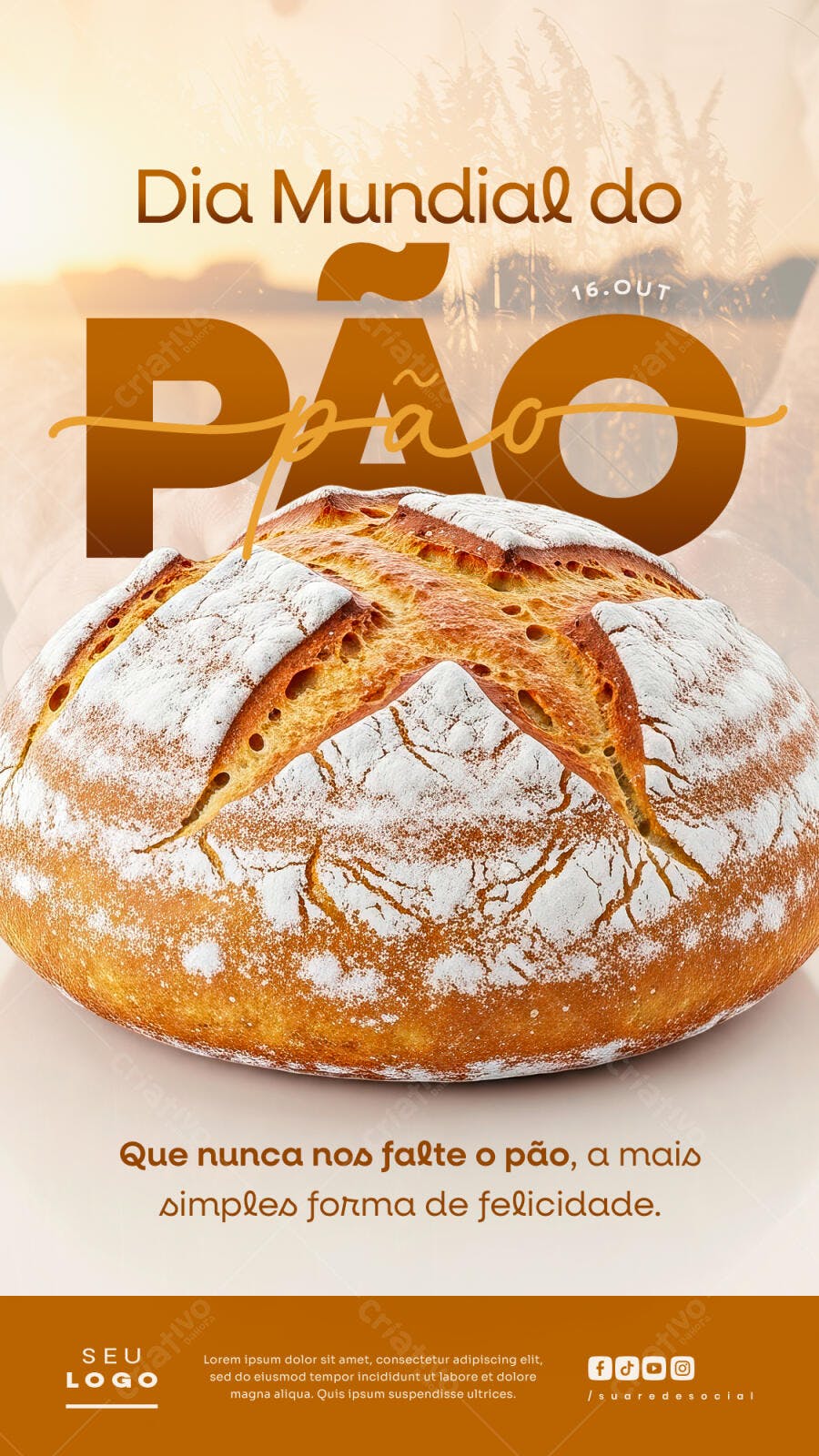 Flyer Dia Mundial do Pão PSD Editável