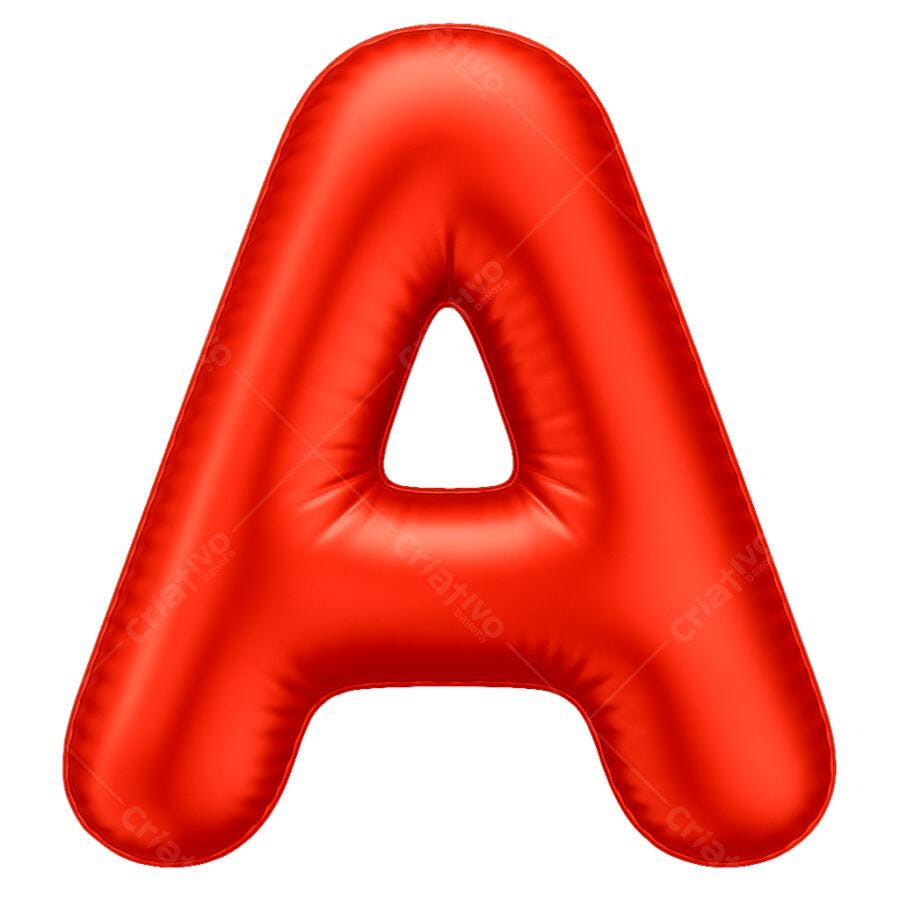 Letra A Balão Vermelho 3D para Aniversário e Festa PNG com fundo transparente