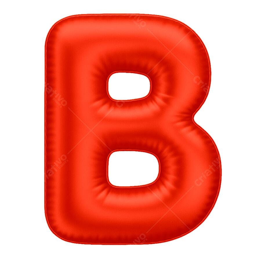 Balão inflável letra B vermelha PNG com fundo transparente