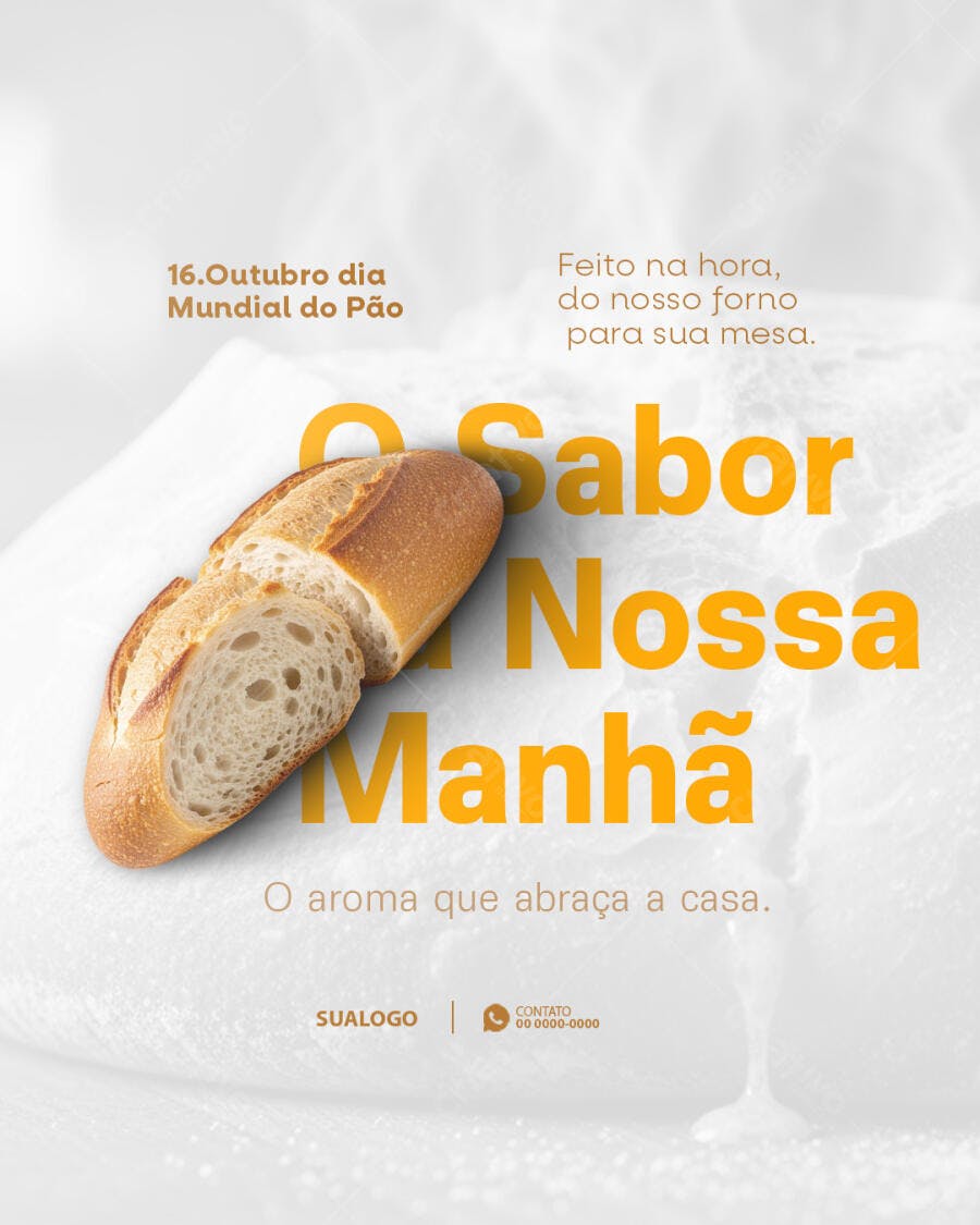 Flyer para o Dia Mundial do Pão Psd Editável