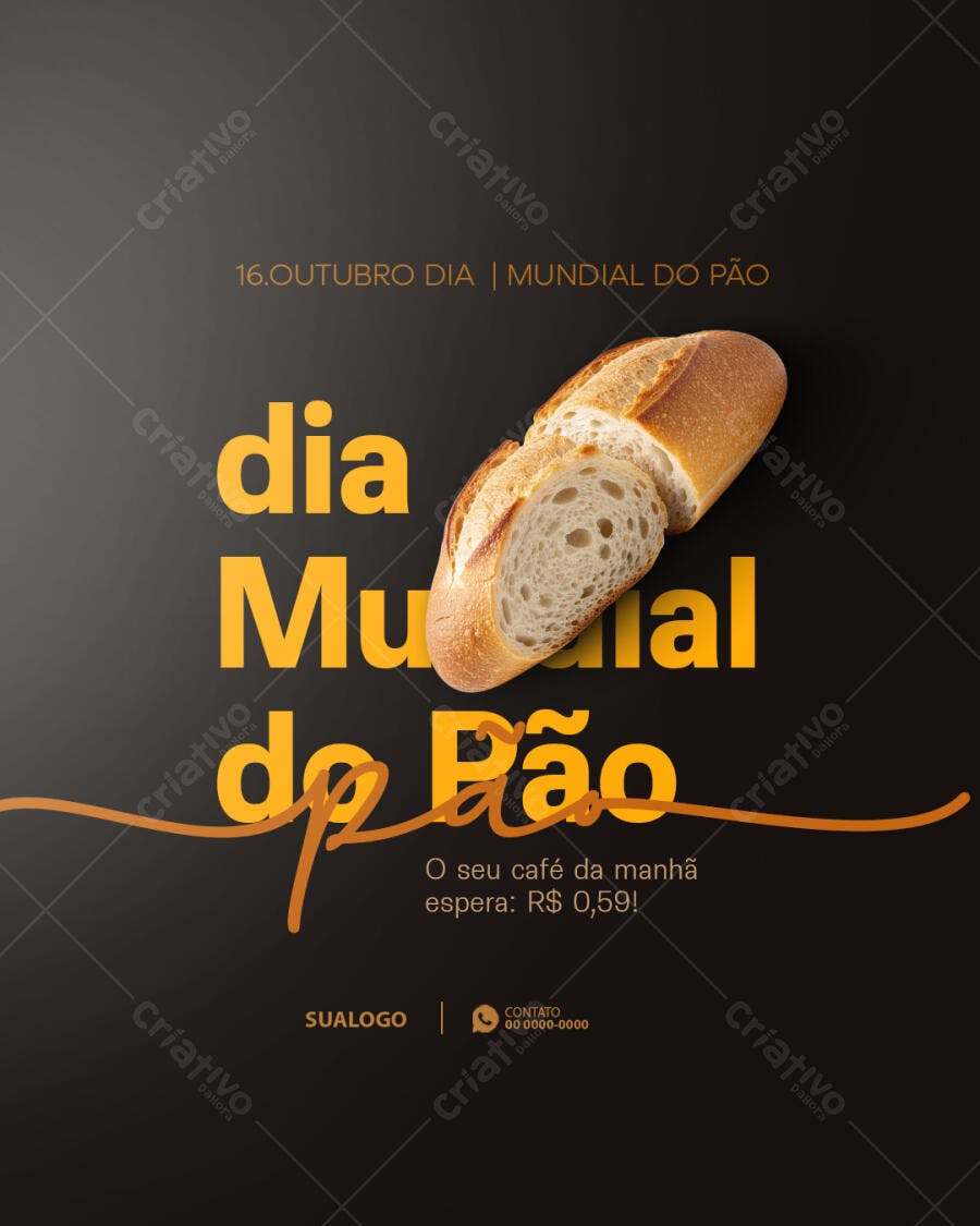 Flyer para Dia Mundial do Pão Psd Editável