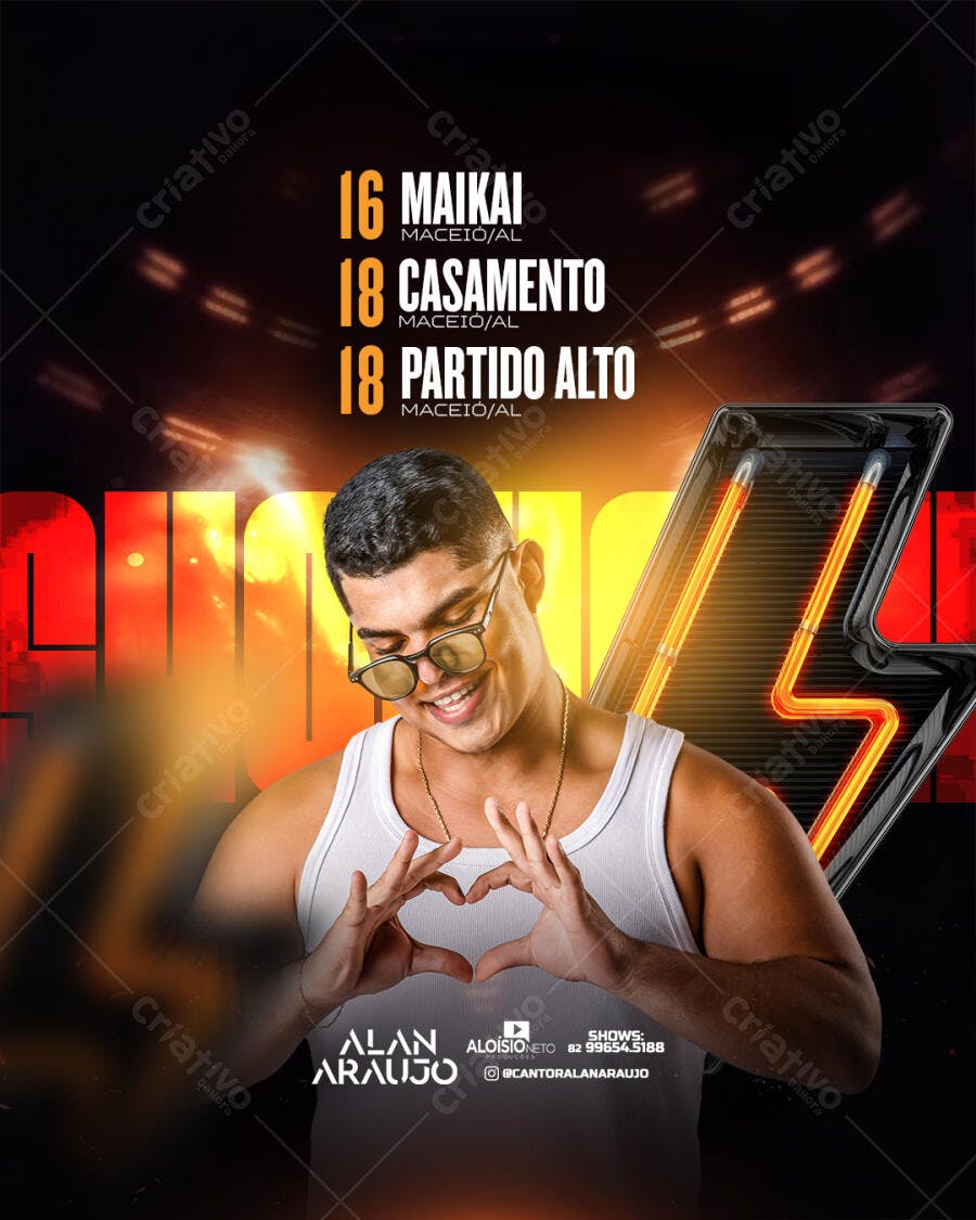 Flyer de Shows para Cantor Alan Araujo PSD Editável