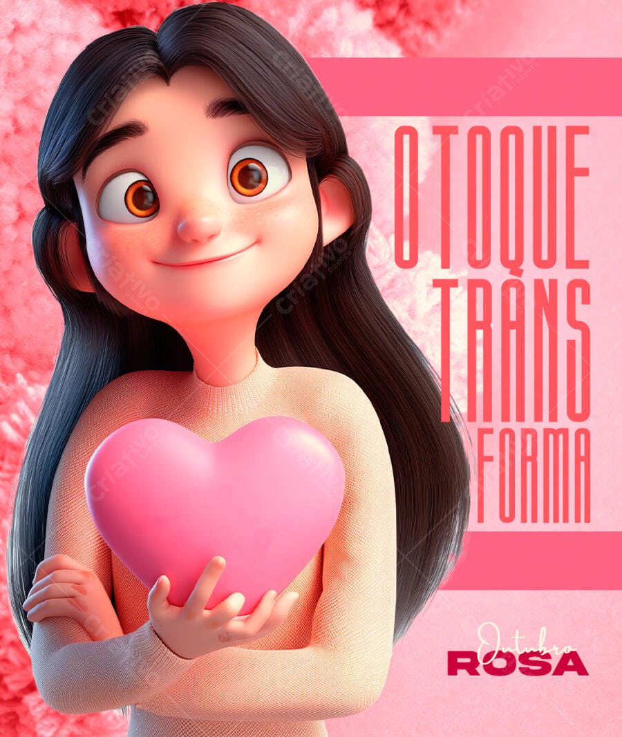Flyer Outubro Rosa Conscientização O Toque Transforma PSD Editável