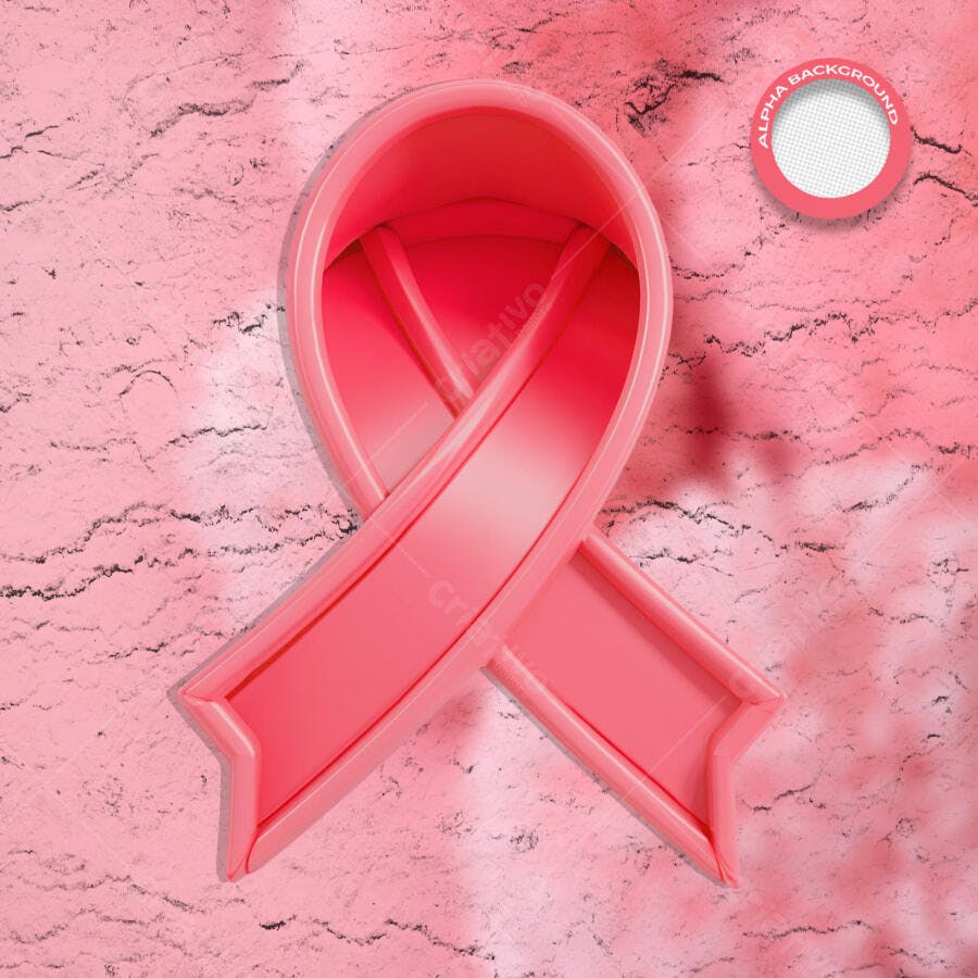 Símbolo 3D Laço Rosa para Campanha Outubro Rosa Psd Editável