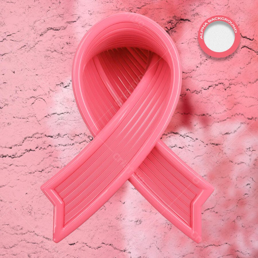 Ilustração 3D Laço Rosa Brilhante para Outubro Rosa PSD Editável