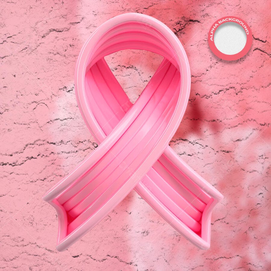 Laço Rosa 3D para Campanha Outubro Rosa PSD Editável