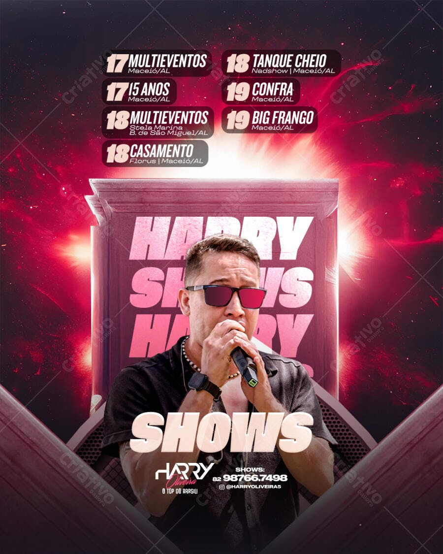 Flyer Shows Multieventos Harry Oliveira PSD Editável