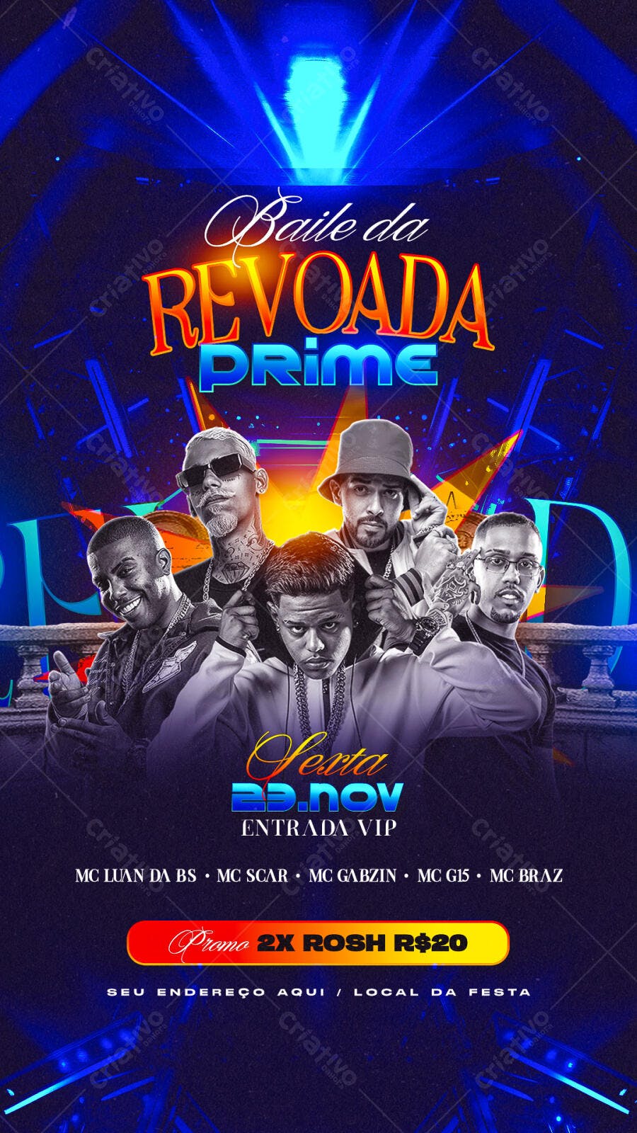 Flyer Evento Baile da Revoada Prime com MCs PSD Editável