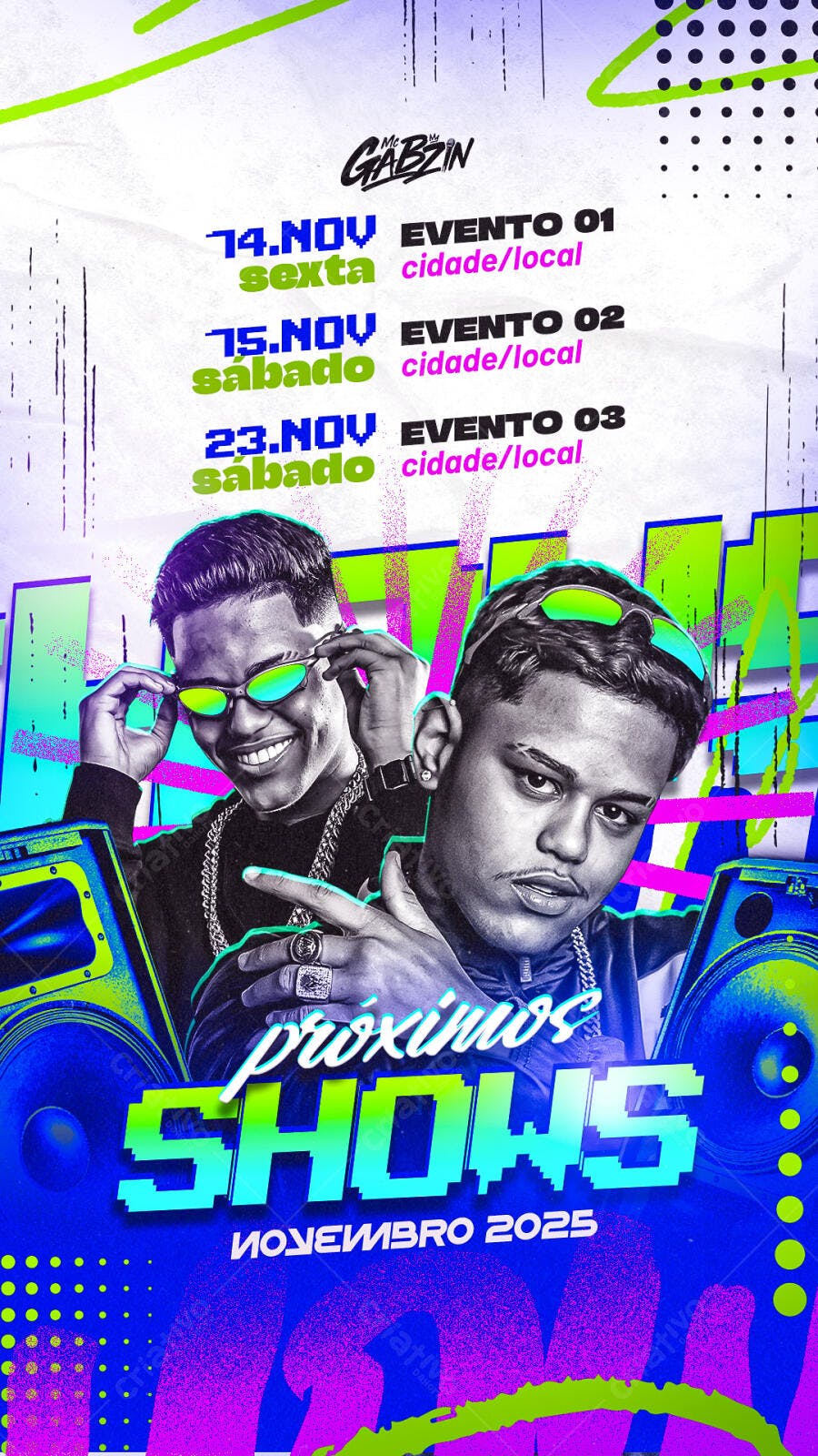 Flyer Vertical Shows de Funk Trap Urbano PSD Editável