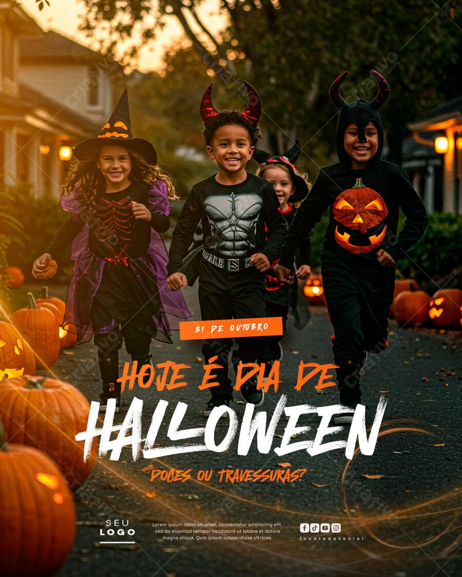 Flyer Dia de Halloween Doces ou Travessuras PSD Editável