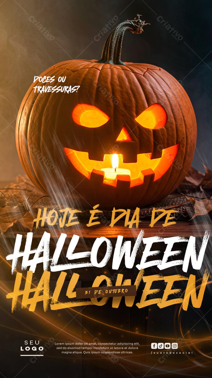 Flyer Halloween Doces ou Travessuras PSD Editável