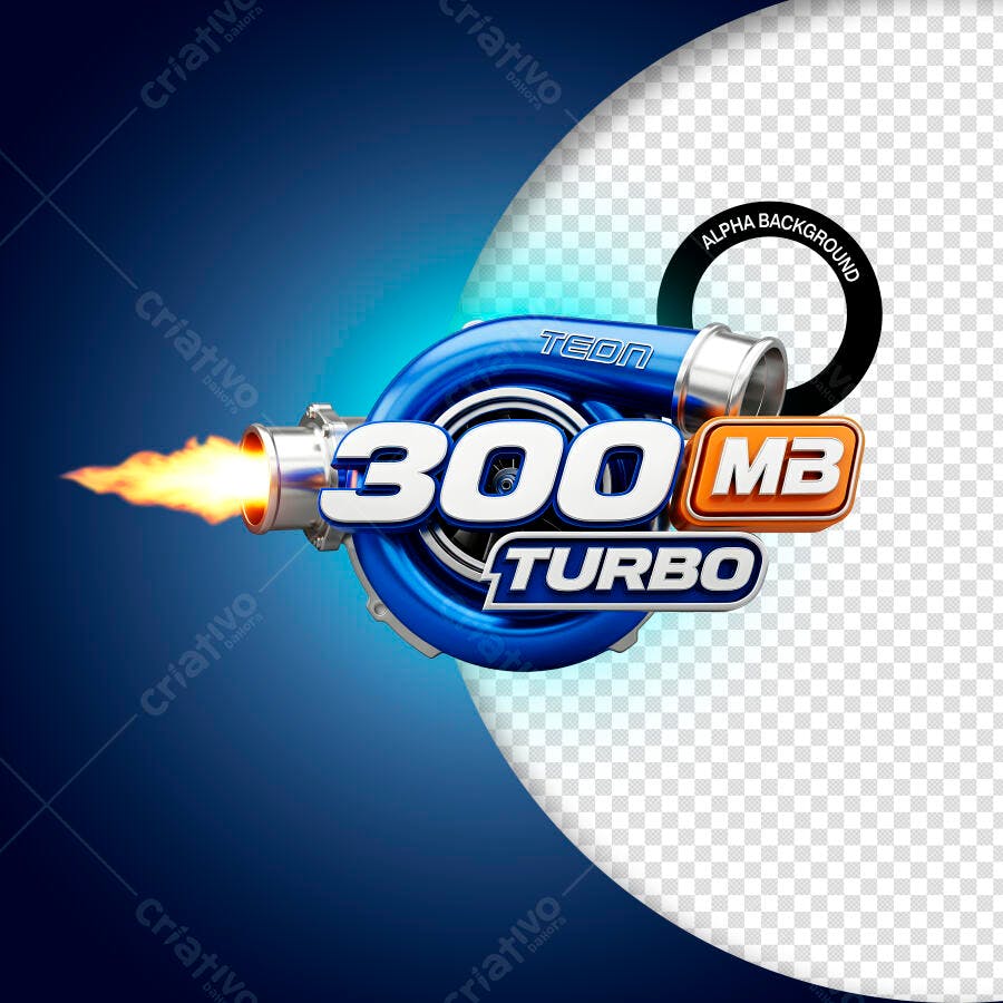 Elemento 3D Turbo para Velocidade de Internet PSD Editável