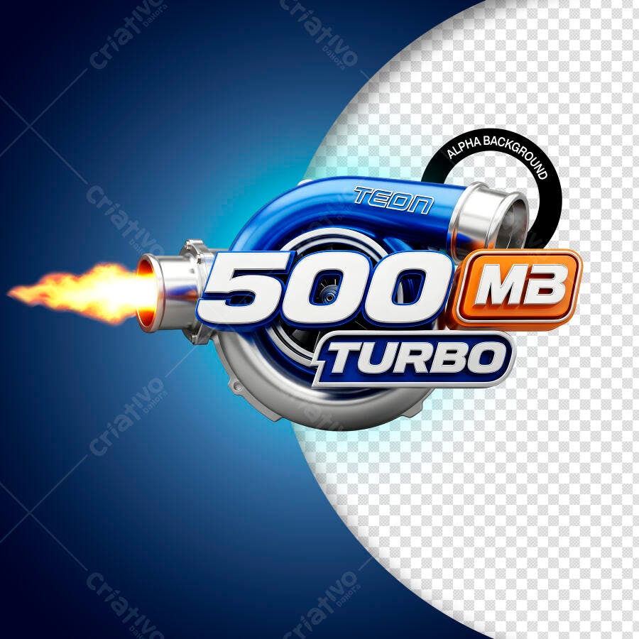 Ilustração 3D Turbo 500 MB para Internet Rápida PSD Editável