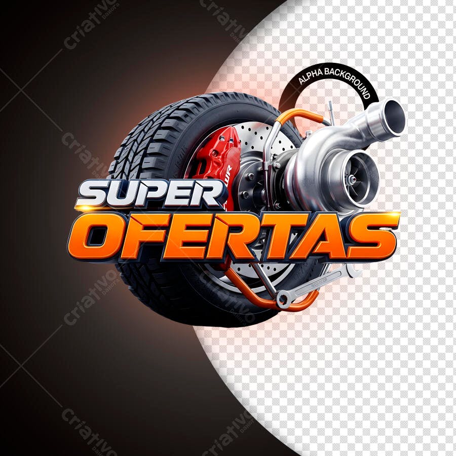 Banner Promocional Automotivo Super Ofertas Pneu Freio Turbo PSD Editável