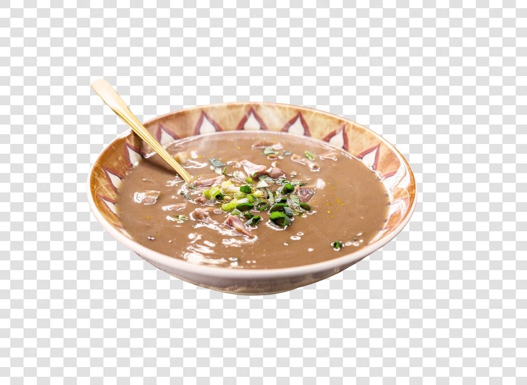Elemento Gráfico Sopa de Feijão Quente Tigela Rústica Marrom PNG com fundo transparente