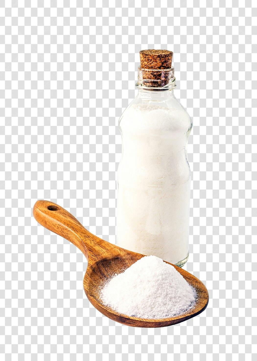 Ingrediente açúcar ou sal garrafa e colher de pau PNG com fundo transparente