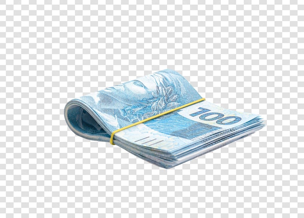 Recurso Gráfico Cédulas 100 Reais Azuis PNG com fundo transparente